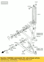 92046S016, Kawasaki, roulement-aiguille, suspension ksf400-a kawasaki kfx 400 2004 2005 2006, Nouveau