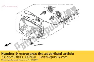 Honda 33156MT3003 botão, ajuste de feixe - Lado inferior