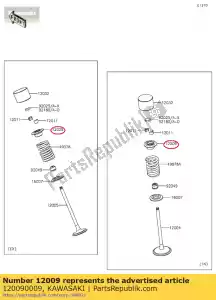 Kawasaki 120090009 retainer-valve spring - Bottom side