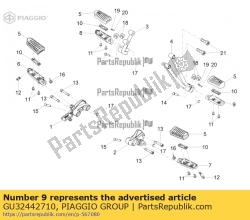 Aprilia GU32442710, Poggiapiedi posteriore. lh, OEM: Aprilia GU32442710