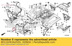 Ici, vous pouvez commander le garde-boue, g. Centre *nh1* noir auprès de Honda , avec le numéro de pièce 80122HR3A20ZA: