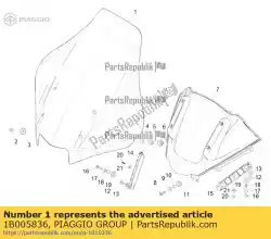 Tutaj możesz zamówić przednia szyba od Piaggio Group , z numerem części 1B005836: