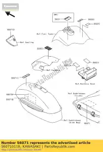 kawasaki 560710118 labelwaarschuwing, middenzak vn170 - Onderkant