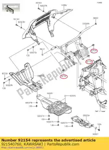 Kawasaki 921540760 bout, met flens, 10x16 - Onderkant