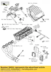 kawasaki 260311235 arnés, sub klz1000acf - Lado inferior