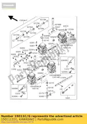 Here you can order the carburetor,rh,outside from Kawasaki, with part number 150111331: