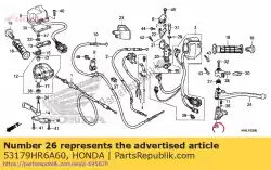 Here you can order the arm, reverse assistant from Honda, with part number 53179HR6A60: