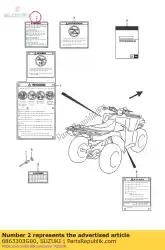 Here you can order the label,gear shif from Suzuki, with part number 6863303G00: