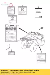 suzuki 6863303G00 label,gear shif - Bottom side