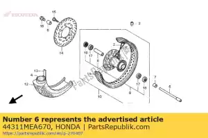 Honda 44311MEA670 collar, r. fr. lado de la rueda - Lado inferior