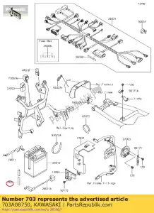 Kawasaki 703A08750 tube rubber, 8x750 - Bottom side