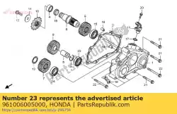 Here you can order the bearing, radial ball, 6005 from Honda, with part number 961006005000: