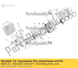 Ici, vous pouvez commander le joint de cylindre auprès de Piaggio Group , avec le numéro de pièce 886670: