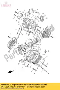 yamaha 4X7113630100 bolt, cylinder holding 3 - Bottom side