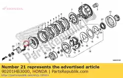 Ici, vous pouvez commander le écrou, spécial, 16mm auprès de Honda , avec le numéro de pièce 90201HB3000: