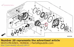 Ici, vous pouvez commander le oring auprès de Honda , avec le numéro de pièce 90351MCA003: