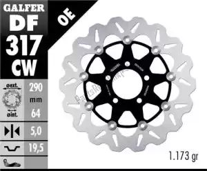 Galfer DF317CW standard wave brake rotor - Bottom side