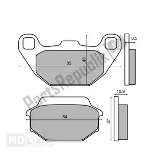 mokix 225102710 brake pad set rms (kymco people) for kba - Bottom side