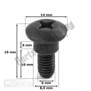 Mokix 5311 tornillos, m6 x 17mm, perno de pecho - Lado superior