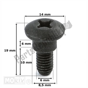 Mokix 5311 bolt, m6 x 17mm, breast bolt - Bottom side