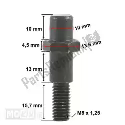 Here you can order the peugeot tweet/sym symphony sidestand bolt org from Mokix, with part number 802067: