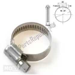 Aqui você pode pedir o braçadeira de mangueira 9mm aço inoxidável 16x25mm (1) em Mokix , com o número da peça 87654: