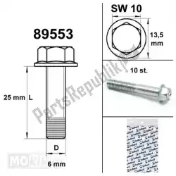 Here you can order the flange frame bolts sw10 m6x25 blank 10pcs from Mokix, with part number 89553: