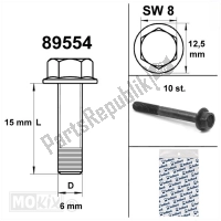 89554, Mokix, pernos de cárter de brida sw 8 m6x15 negro 10pcs, Nuevo