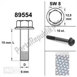 Here you can order the flange crankcase bolts sw 8 m6x15 black 10pcs from Mokix, with part number 89554: