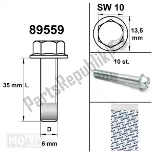 mokix 89559 pernos de marco de brida sw10 m6x35 en blanco 10 piezas - Lado inferior