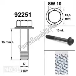 Aquí puede pedir pernos de marco de brida sw10 m6x15 negro 10 piezas de Mokix , con el número de pieza 92251: