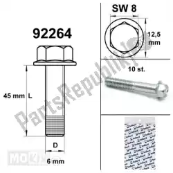 Here you can order the flange crankcase bolts sw 8 m6x 45 blank 10pcs from Mokix, with part number 92264: