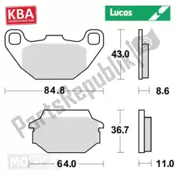 Here you can order the brake pad lucas std (kymco people) for kba from Mokix, with part number MCB712: