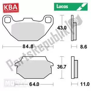 mokix MCB712 brake pad lucas std (kymco people) for kba - Bottom side