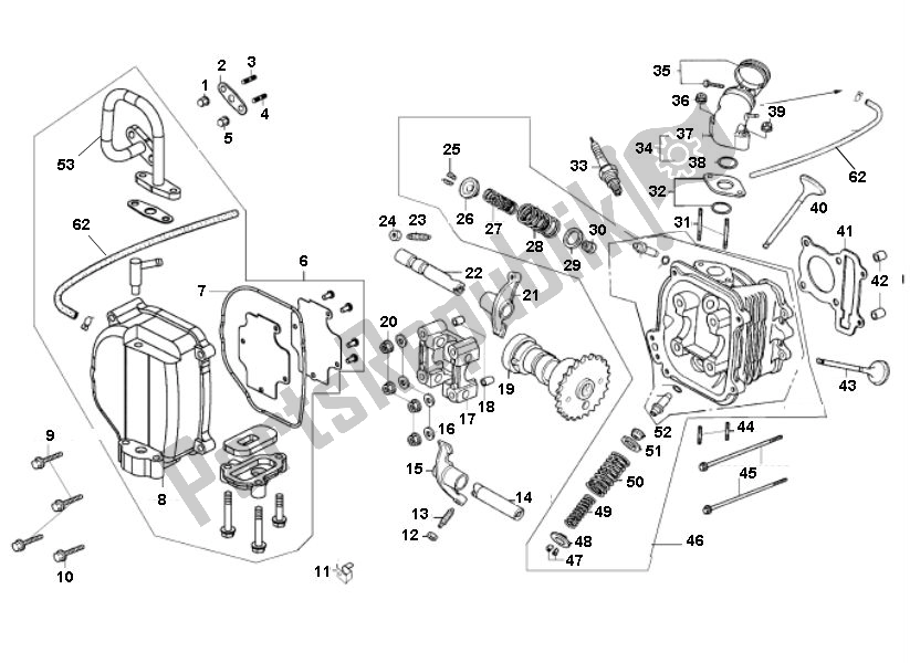 All parts for the Cylinder Head of the AGM China Z 2000 SP 50 2000 - 2010