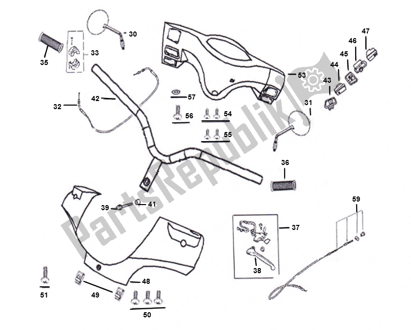 All parts for the Handlebar of the AGM China Z 2000 SP 50 2000 - 2010