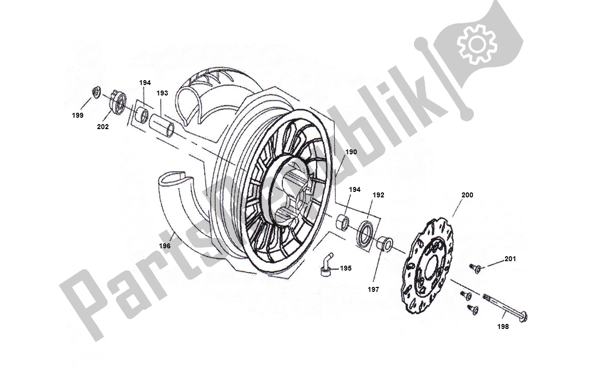 All parts for the Front Wheel of the AGM China Z 2000 SP 50 2000 - 2010