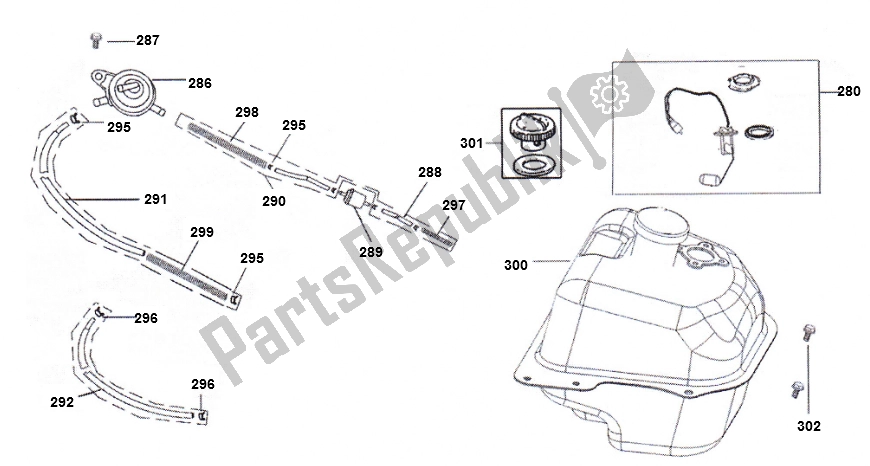 All parts for the Fuel Tank of the AGM China Z 2000 SP 50 2000 - 2010