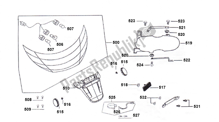 All parts for the Taillight of the AGM China Z 2000 SP 50 2000 - 2010