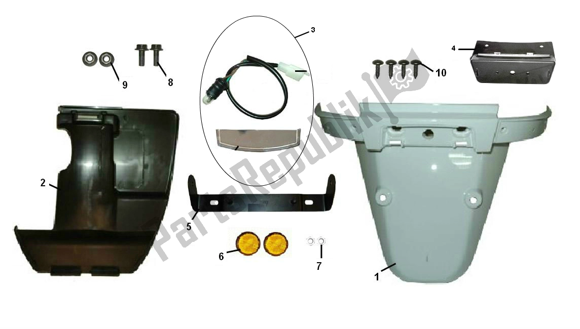 All parts for the Rear Fender of the AGM Classic LX S VX 50 2000 - 2010