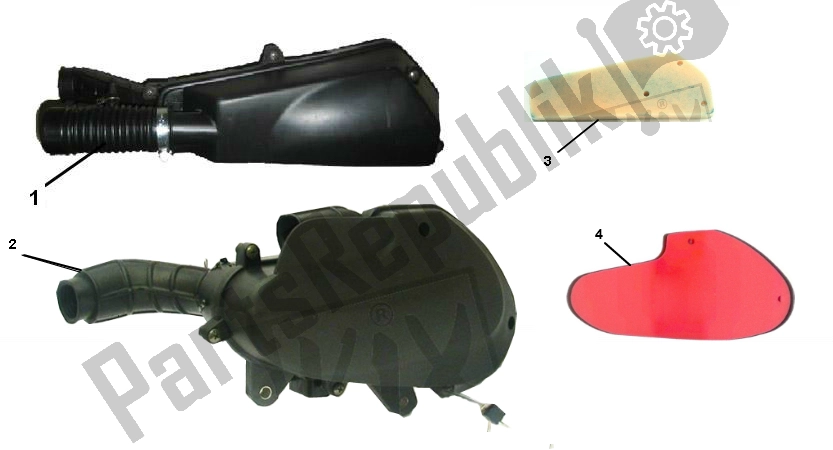 All parts for the Air Cleaner of the AGM Classic LX S VX 50 2000 - 2010