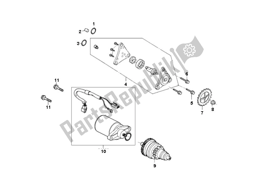 All parts for the Startmotor - Oliepomp of the AGM Classic LX S VX 50 2000 - 2010