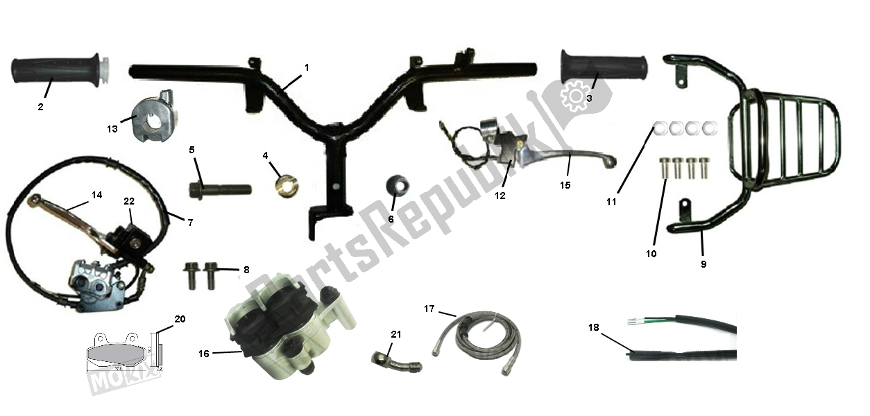 All parts for the Stuur - Remdelen - Achterdrager of the AGM Classic LX S VX 50 2000 - 2010