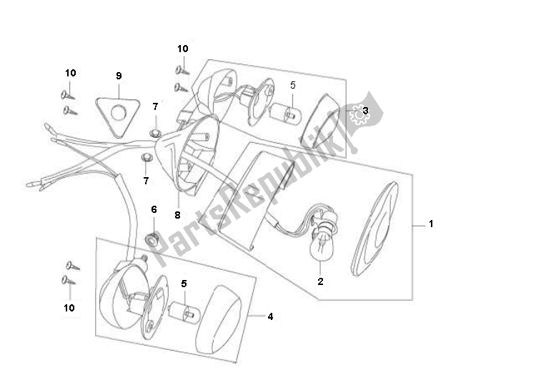 All parts for the Taillight of the AGM Flash 50 2000 - 2010