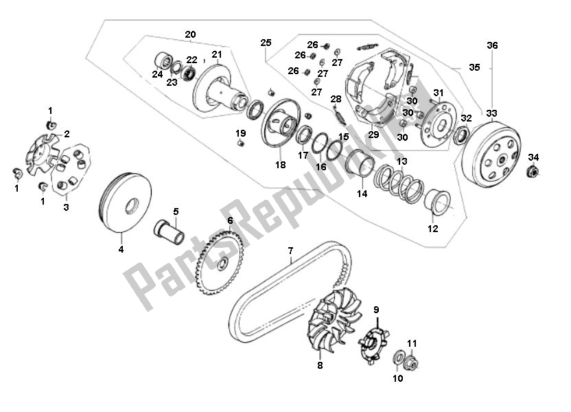 All parts for the Clutch of the AGM Flash 50 2000 - 2010