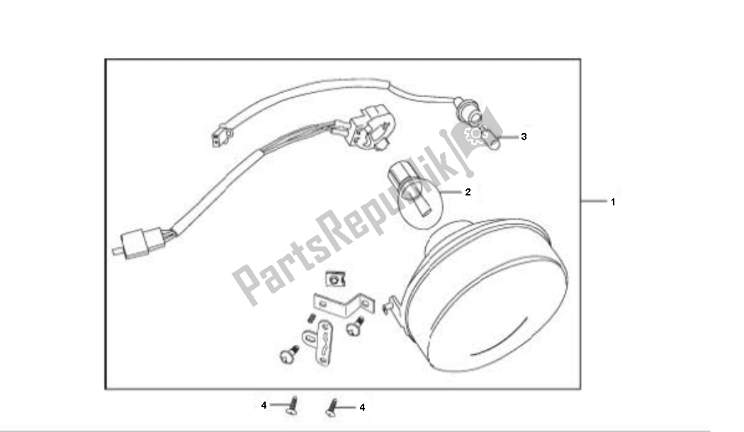 All parts for the Headlight of the AGM Flash 50 2000 - 2010