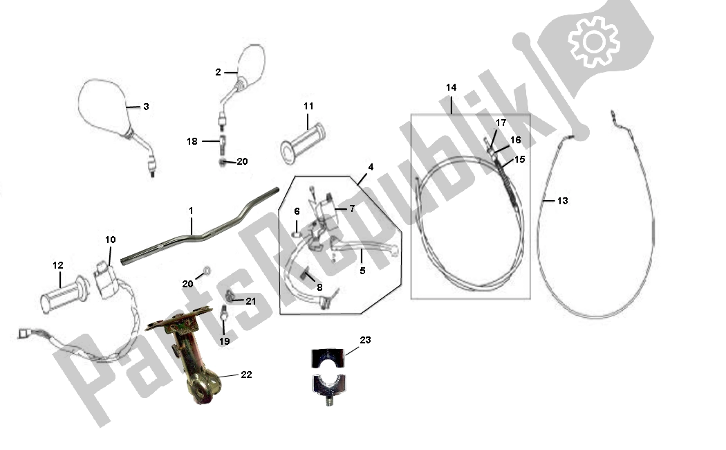 All parts for the Handlebar of the AGM Flash 50 2000 - 2010