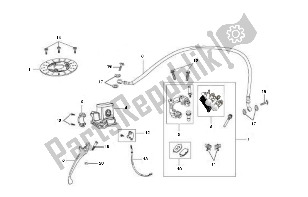 All parts for the Voorrem of the AGM Flash 50 2000 - 2010