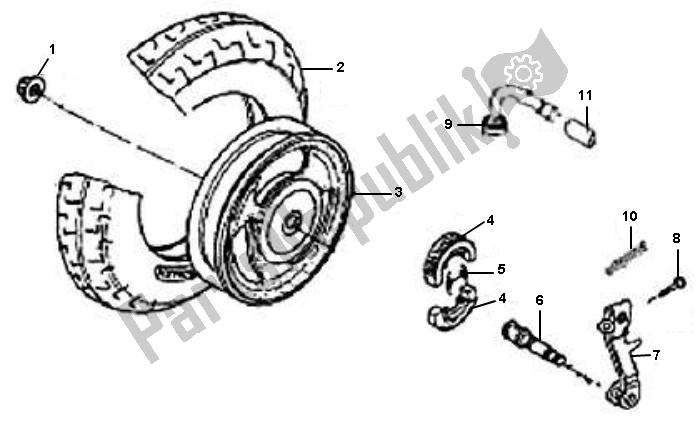 All parts for the Rear Wheel of the AGM Grand Retro 50 2000 - 2010