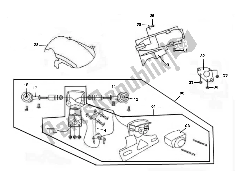 All parts for the Taillight of the AGM Grand Retro 50 2000 - 2010